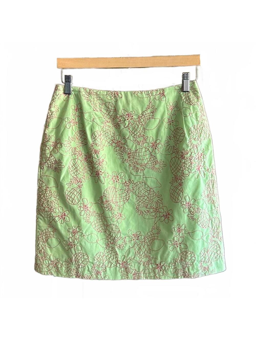 Lilly Pulitzer Women's Lt Green Embroidered Skirt Size 6